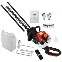 Talent Star Hedge Trimmer Gas Powered, 26-cc 2 Cycle 24-Inch Gas Hedge Trimmer, Dual Sided Hedge Trimmer with Rotating Handle, Grass Trimmer, and Bush Cutter for Lawn Care Red