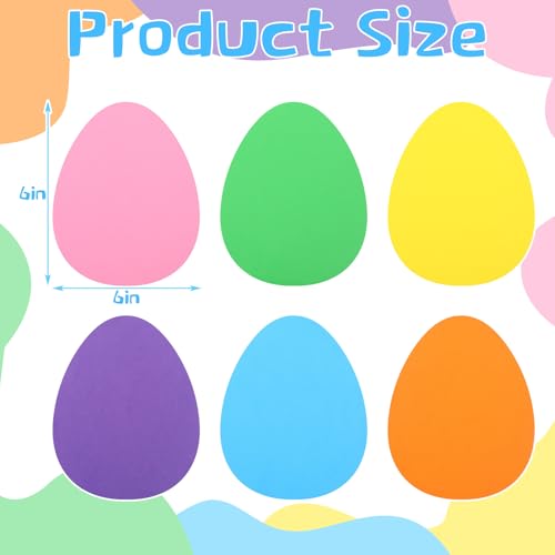 Image of Ireer 48 Pcs Large Foam Easter Egg Cutouts 6 Inch Colorful Bulletin Board Decor Egg Shape Cutouts DIY Crafts for Easter Spring Classroom Craft Project Party Supplies Chalkboard Wall Decor