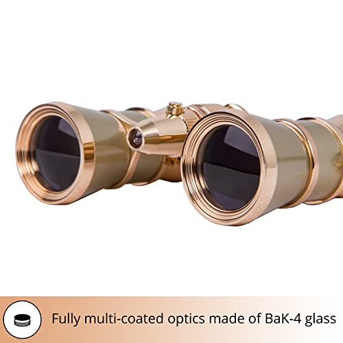 Levenhuk Broadway 325F Opera Glasses (Gold Theater Binoculars with LED Light and Chain) - Thumbnail 4