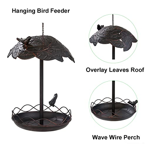 Jemeni Metal Bird Feeders For Outdoors Hanging, Heavy Duty Decorative Bird Feeder Platform For Outside, Bronze #TOP2