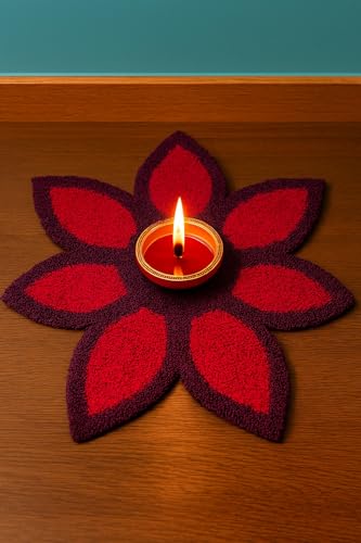 Image of Rangoli Floor Decoration Mat, Haldi & Mehndi Ceremony, Pooja and Festivals | Traditional Floral Design Decorative Mat for Home Entrance, Mandap & Event Decor