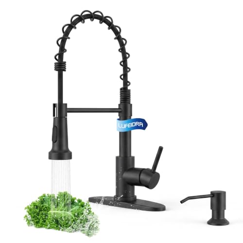 Image of LUFEIDRA Pull-Down Kitchen Faucet with Soap Dispenser, Matte Black