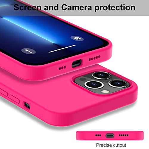 Deenakin Iphone 13 Pro Max Case With Screen Protector,Soft Flexible Silicone Gel Rubber Bumper Cover,Slim Fit Shockproof Protective Phone Case For Iphone 13 Pro Max 6.7" Hot Pink #TOP2