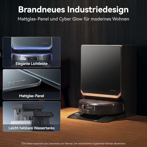 NARWAL Flow 2 Saug- und Wischroboter mit All-in-One-Station, FlowWash-Wischsystem mit 60 °C Heißwasser, 31.000 Pa Saugkraft, CarpetFocus™-Technologie, 100 °C Moppwäsche und 60 °C Heißlufttrocknung
