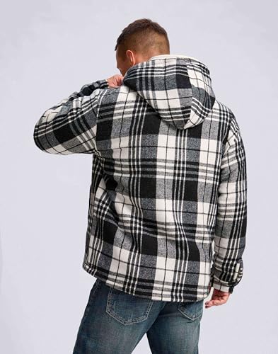 Image of G Gradual Men's Flannel Jacket Fleece Sherpa Lined Hoodies Zip Up Plaid Shirt Warm Winter Jackets for Men with Zipper Pockets