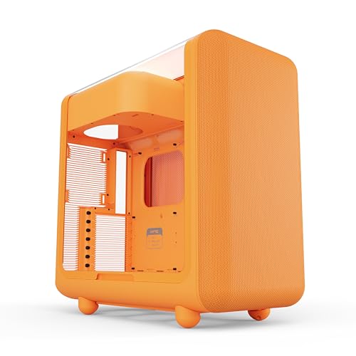 Hyte X50 - Modern Performance ATX Mid-Tower Gaming PC Case - Optimized High Airflow Chassis - 4mm Thick, Curved, Laminated Acoustic Glass - Micro Mesh Panels w Sturdy Stamped Steel - Astral Orange