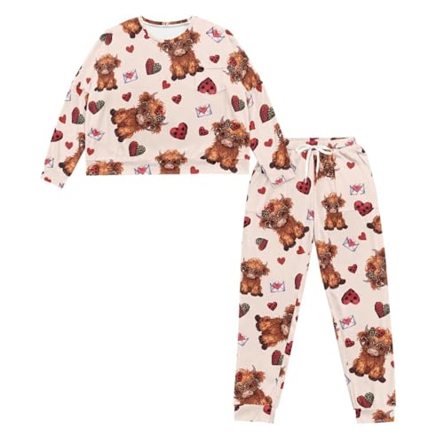 Image of Women's 2 Piece Printed Pajama Set Long Sleeve Sleepwear Set with Long Pants Casual Lounge Sets with Pocket