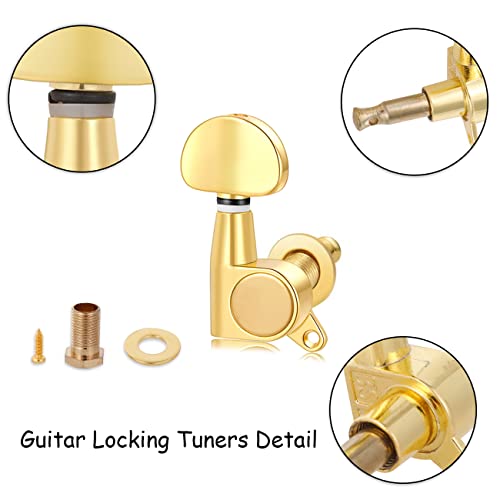 Gusnilo Guitar Tuning Pegs 6 Pcs 3L3R Acoustic Guitar Tuner Guitar Pegs Guitar Parts Guitar Machine Heads Knobs Guitar Replacement Buttons Knobs #TOP2