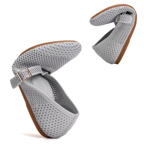 Image of Frank Mully Women's Mary Jane Flats Comfortable Dressy Ballet Flats Casual Round Toe Slip On Washable Knitted Fabric Office Work Woman Shoes