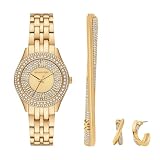 Set reloj con pulsera y aretes para mujer Michael Kors MK4974SET Harlowe de acero inoxidable en color dorado