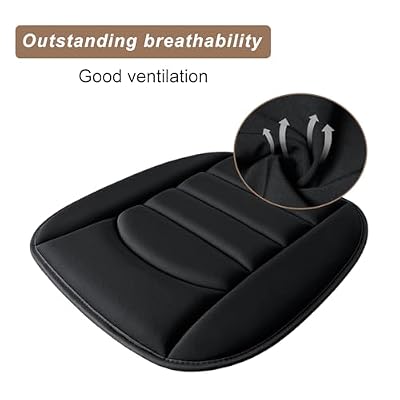 BOPUOVRE Memory Foam Car Seat Cushion with Breathable Fabric & Non-Slip Gel, Universal Fit for Car Truck Office Home 19.6x18x1.2 Black