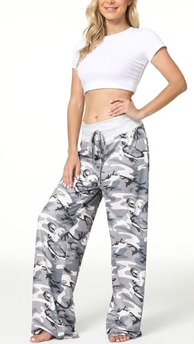 Image of Women Pajama Pants Comfy Lounge Wide Leg Casual Stretch Palazzo Drawstring Pj Bottoms Pants S-3XL