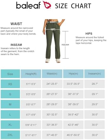 BALEAF Calça feminina de caminhada com corte de bota de secagem rápida resistente à água leve FPS 50+ ao ar livre