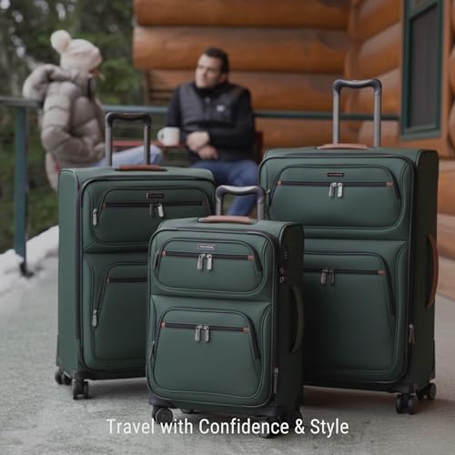 Image of Ricardo Beverly Hills Montecito 3.0 Softside Luggage Collection Expandable Suitcases with Wheels and TSA Lock, 25 inch Medium Check-in (Hunter Green, 25-inch Medium Check-in)