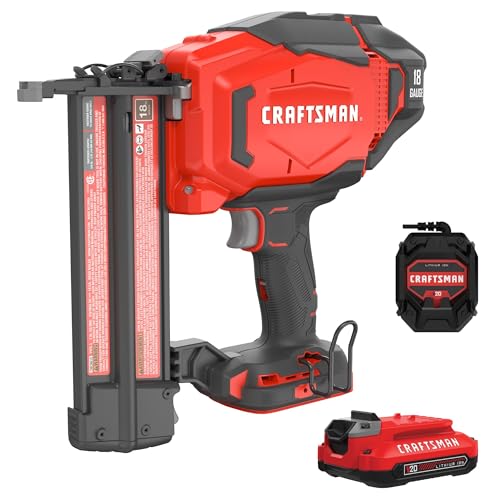 CRAFTSMAN V20 Cordless Brad Nailer, 18 Gauge Nail Gun, with...