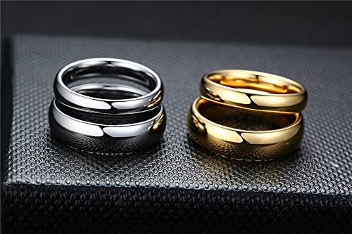 ZKXXJ Personalized Wedding Bands Sets for Him and Her,2Pcs Tungsten Carbide Custom Name Date Coordinates Engraved Couple's Ring Set Customized Couple Jewelry for Valentine's Day,Promise Gift3