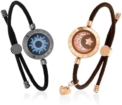 TOTWOO Long Distance Touch Bracelets for Couples, Vibration & Light up for Love Couples Bracelets | Long Distance Relationship Gifts for Girlfriend Bluetooth Pairing Jewelry