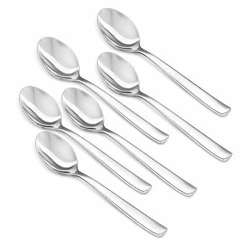 Image of Culinex Premium Stainless Steel 7.9 inch Dinner Spoon Set of 12 for Dining Table, Kitchen | Heavy, Rustproof, Designer Silver Flatware By thinKitchen (Essen Series)