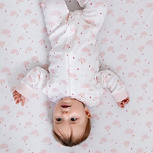 Burt's Bees Baby Baby Girls Play Pjs, 100% Organic Cotton One-Piece Romper Jumpsuit Zip Front Pajamas And Toddler Sleepers, Graceful Swans 2-Pk, 3 Months Us #TOP2