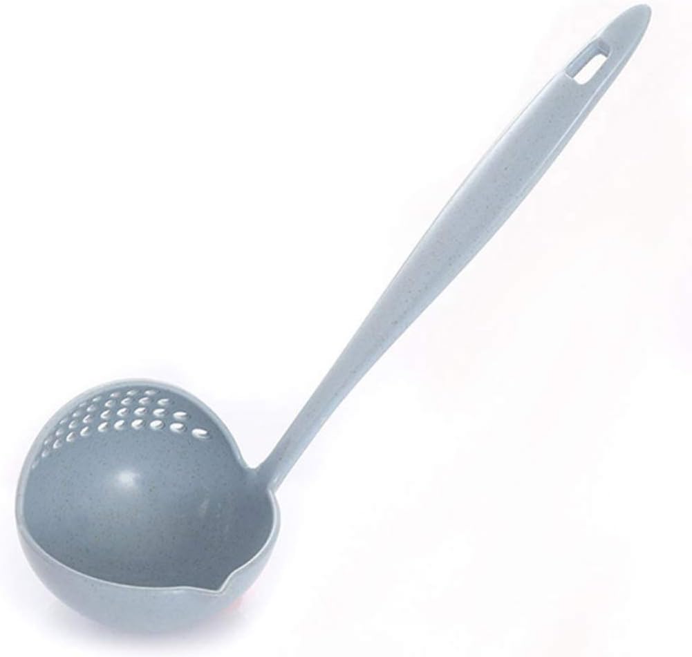 2 in 1 Long Handle Spoon Household Strainer Cooking Colander Kitchen Plastic Tableware(E)