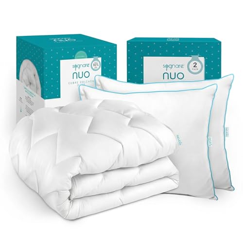 El Mejor Listado de Precio de Colchon Sognare los más recomendados. 47 Sognare Nuo Bundle Almohadas 2 Pack + Cubre Colchón Nuo Plus Matrimonial, 60% Más Relleno de Microfibras de Gel, Semi Firme, Lavables e Hipoalergénicos, 100 Noches de Garantía