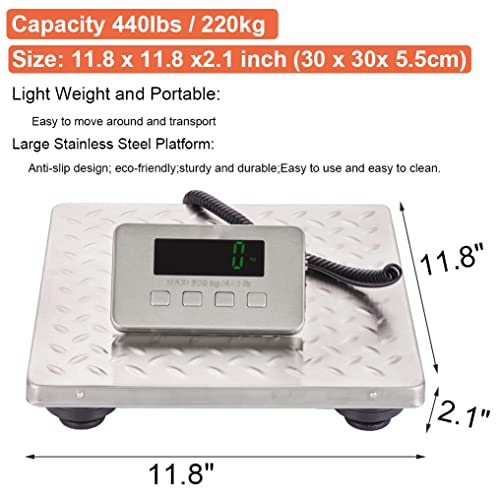 440Lbs X 0.1 Oz Digital Shipping Postal Scale Stainless Steel Large Platform Industrial Post Office Bathroom Pet Scale Heavy Duty #TOP2