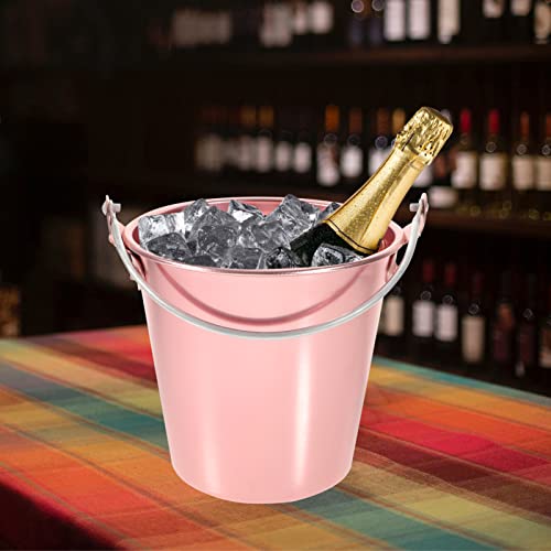 Ice Bucket, Mini Tin Pail 1. 25 Liter Aluminum Alloy Bar Champagne Bucket Wine Bucket With Ice Mini Ice Bucket Tongs Galvanized Bucket (Copper) #TOP6
