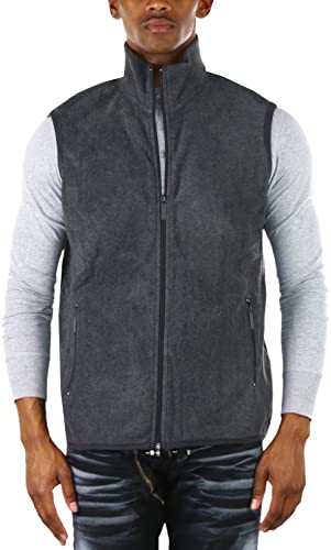 Image of ToBeInStyle Men's Zip Up Sleeveless High Collar Polar Fleece Vest