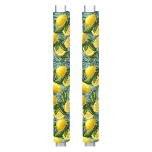 Image of Pardick Refrigerator Door Handle Covers Set of 2, Lemon Flowers Fridge Handle Covers Appliance Handle Covers Protector for Microwave Oven Stove Dishwasher, Keep Your Kitchen Appliance Clean