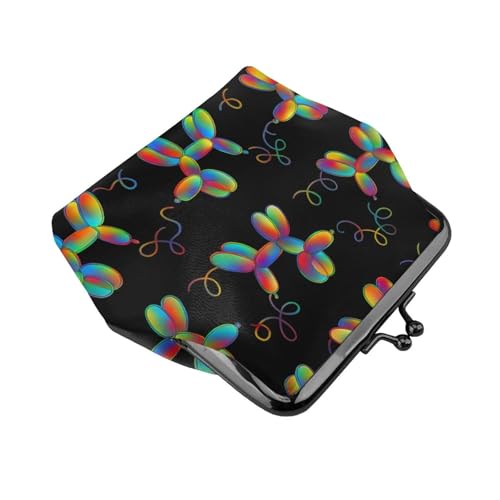 Pu Leather Buckle Coin Purse Rainbow Dog Balloon Pattern Girls Kiss-Lock Change Purse Wallets3