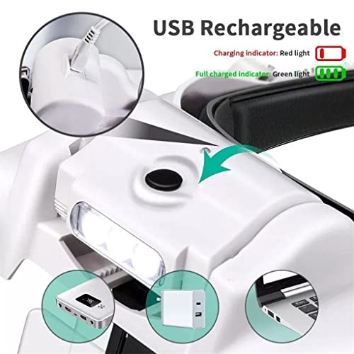 Lupa Binocular Recargable de Gran Aumento con Luz Luminosa Ajustable y 6 Lentes 4