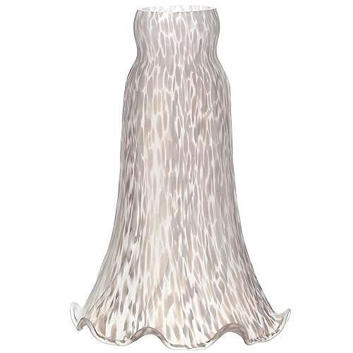 ANYONGLU Lily Lampshade Only White Cloudy Tulip Flower Glass Lamp Shade Replacement Tiffany Style Lily Table Floor Lampshade Replacement