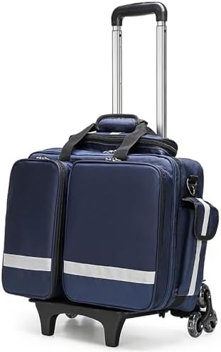 Professional First Responder Medical Trolley Bag with Wheels, Large Capacity Portable Aid Kit, Waterproof and Durable for EMT, EMS, Police, Firefighters