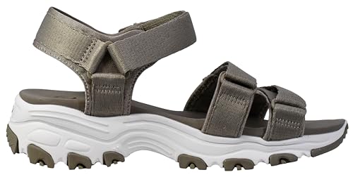 Skechers Cali Women's D'Lites-Fresh Catch Wedge Sandal,Taupe,10 M US