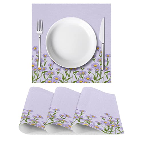Sets de table fleurs sauvages violettes antidérapants et résistants à la chaleur - 5