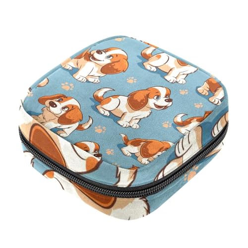Sanitary Napkin Storage Bags, Cartoon Baby Dogs Menstrual Pad Bag Oxford Cloth Menstrual Cup Pouches Nursing Pad Tampon Period Bags with Zipper for Teen Girls Women Ladies