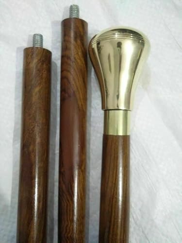 Canne victorienne en bois tête en laiton le cadeau idéal pour homme