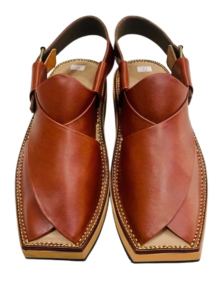 Handmade Traditional Brown Men's Leather Sandals, Peshawari Chappal, Comfortable Leather Footwear, Wedding Shoes