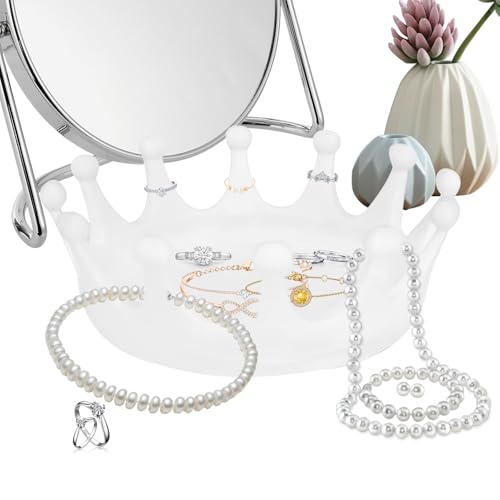 Porta Anelli Gioielli a Forma di Corona - Portagioie per Piccoli Oggetti a Forma di Corona | Vassoio Multifunzionale Moderno per Gioielli da Comodino, Bagno, Toeletta, Camera da e Cassettiera