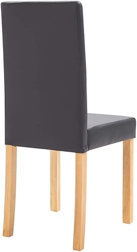 Miniatura 7 de Dining Chair Set of 4 Gray Faux Leather and Wood Chairs with Ergonomic Design for Kitchen Dining Room and Restaurant Use