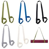 AHANDMAKER 5 Stück 5 Farben Baumwoll Yogamatten Gurt Verstellbarer Yogamatten Trägergurt Dicke Gurte Schlingenmatten Haltergurt Zum Tragen von Matten (Grau Weiß Blau Schwarz Grün)