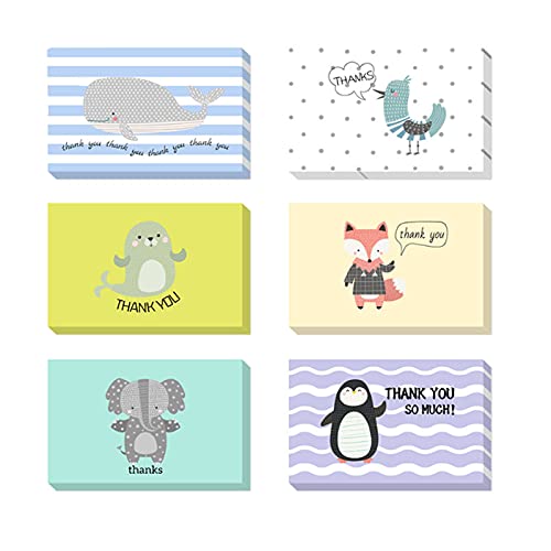 グリーティングカード サンキューカード 感謝カード 6枚 voocye 感謝祭 感謝の日 ありがとう メッセージカード 動物 封筒付き