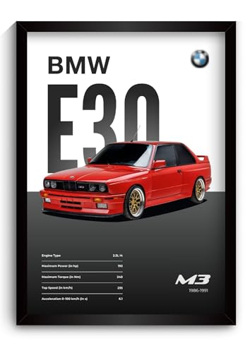 Image of Funk You Store BMW E30 M3 Poster | Framed Poster of E30 M3 A4 Sized (31 x 23 cm) | BMW Car Posters for Wall, Gift for Boys, Car Frames | Cars Posters for Wall, Bedroom, Hostel, Study Room (F 047)