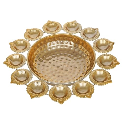 Image of Webelkart Diya Shape Flower Decorative Urli Bowl for Home Handcrafted Bowl for Floating Flowers and Tea Light Candles,Office and Table Decor| Diwali Decoration Items