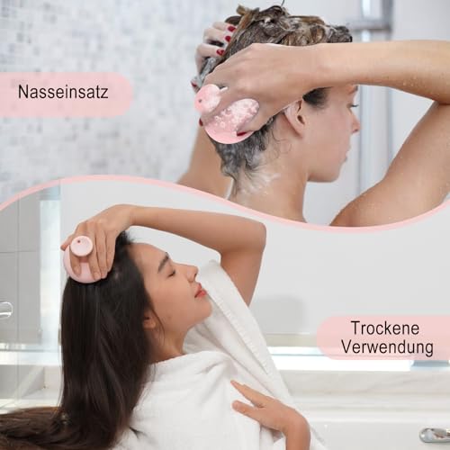 SHINLEA Kopfhaut Massagebürste, Weichem Silikon Shampoo Haarbürste für Peeling und Kopfmassage, Stimulieren das Haarwachstum, Reduziert Schuppen,Haar Sanft Kopfmassage Bürste für Nass Trocken Haar.