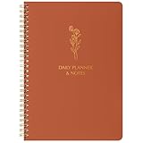 Minimalist Daily Planner Undated & To Do List Notebook: With Hourly Schedule - 6.5x9.25' Terracotta - Aesthetic Spiral Note book for Work and Life Tasks - Day & Hour Agenda, Organizer Notepad Journal