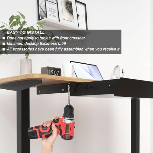 Image of Under Desk Drawer with Removable Tray, 22.4 inch Wide 2-in-1 Organizer - 60 Ergonomic Tilt, 4-Compartment Insert for Pens, Phones & Cables, Ball Bearing Slides, for Home Office & Student Desk