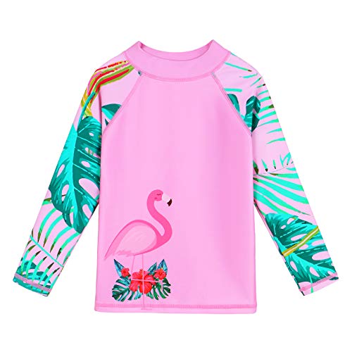 Image of Girls Two Piece Swimsuit Long Sleeve Floral Bathing Suit UPF 50+ Summer Beach Swimwear
