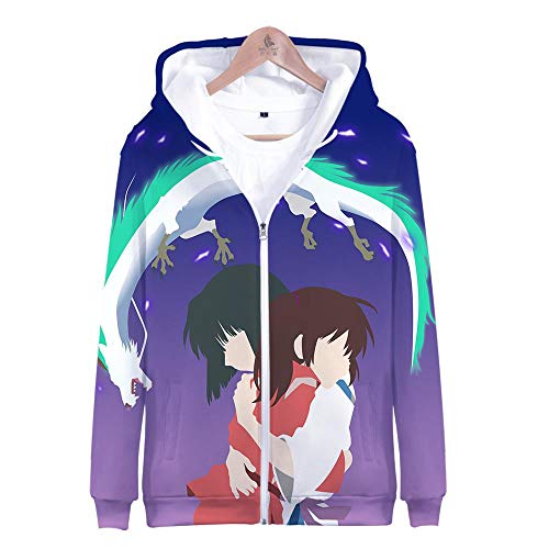Preisvergleich Produktbild Nouxh Kapuzenpullover Hoodie Pullover 3D DruckSpirited Away ZipperHooded Sweatshirts Tops Kapuzenjacke Langarm Kapuzenpulli Warm Strickjacke Winddicht Mantel Sweatjacke