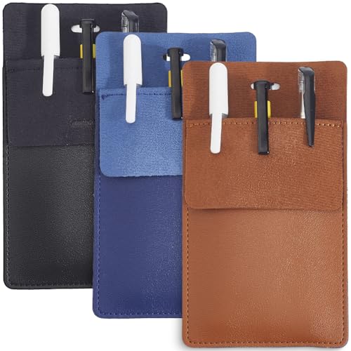 CALFOVERA 3 Funda Protectora de Bolsillo de Cuero Sintético de 3 Colores para Bolígrafos, Organizador de Herramientas Duradero, Multiusos, Resistente, para Punteros, Camisas, Batas